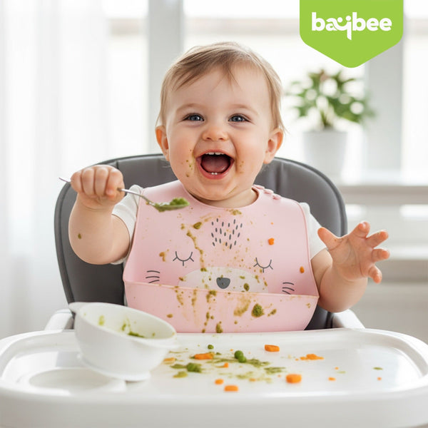 Baybee Baby Silicone Waterproof Bibs for New Born Baby with Pocket & 6 Adjustable Neckline