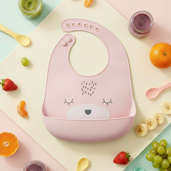 Baybee Baby Silicone Waterproof Bibs for New Born Baby with Pocket & 6 Adjustable Neckline