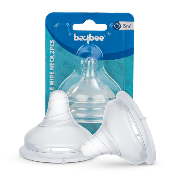 Baybee Wide Neck Baby Bottle Silicone Nipple Natural Flow Rate Feeding (Large)