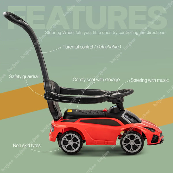 Baybee 2 in 1 Ride on Kids Car Baby Push Ride on Car with Music & Parental Push Handle