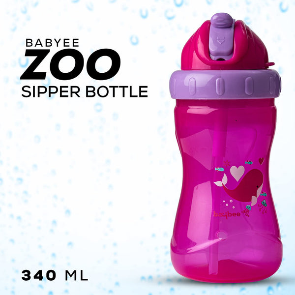 Baybee 340ML Zoo Silicone Sippy Bottle for kids 6 Months to 3 Years
