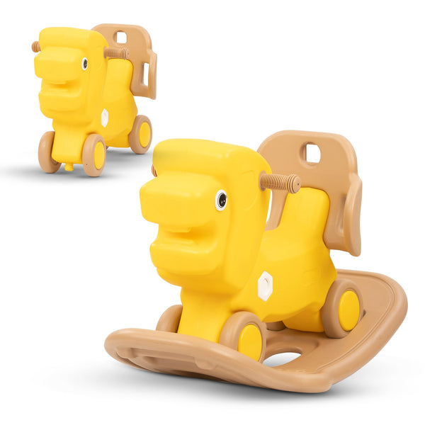 Baybee 2 in 1 Baby Horse Push Ride on Car with Rocker for Kids with Handle & Safety Guardrail (Lion)