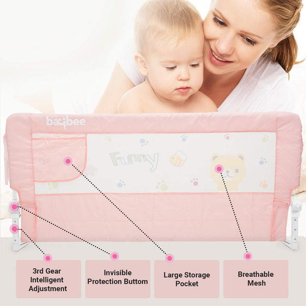 Baybee Bed Rail Guard Barrier for Baby Portable Safety - 150 x 63 cm