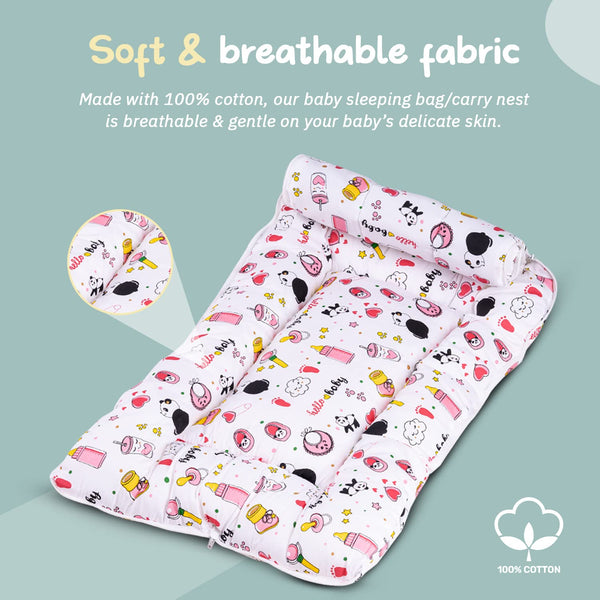 BAYBEE 2 in 1 Cotton New Born Baby Bed Cum Carry Bed Bag