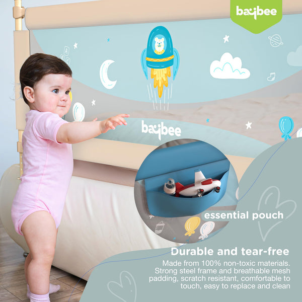 Baybee Bed Rail Guard Portable Safety Adjustable Height Barrier for Baby - 180 x 63 cm
