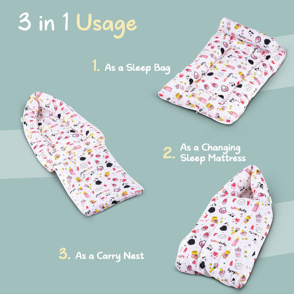 BAYBEE 2 in 1 Cotton New Born Baby Bed Cum Carry Bed Bag