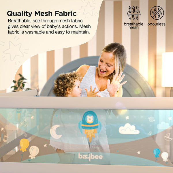 Baybee Bed Rail Guard Portable Safety Adjustable Height Barrier for Baby - 180 x 63 cm