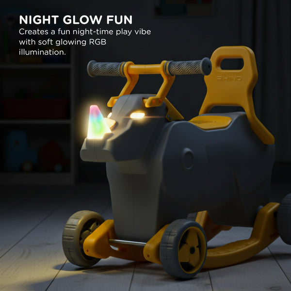 Baby Rocking Rhino 2 in 1 Ride on Toy Car for Kids