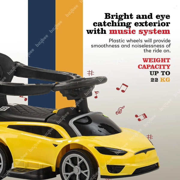Baybee 2 in 1 Push Ride on Car for Kids with Parental Handle & Music