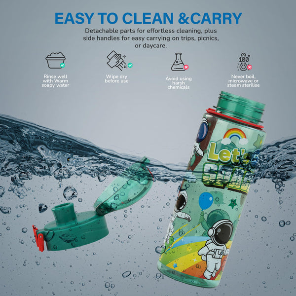 Baybee Space Baby Sipper Bottle with Soft Silicone Straw and Adjustable Strap (700ml)