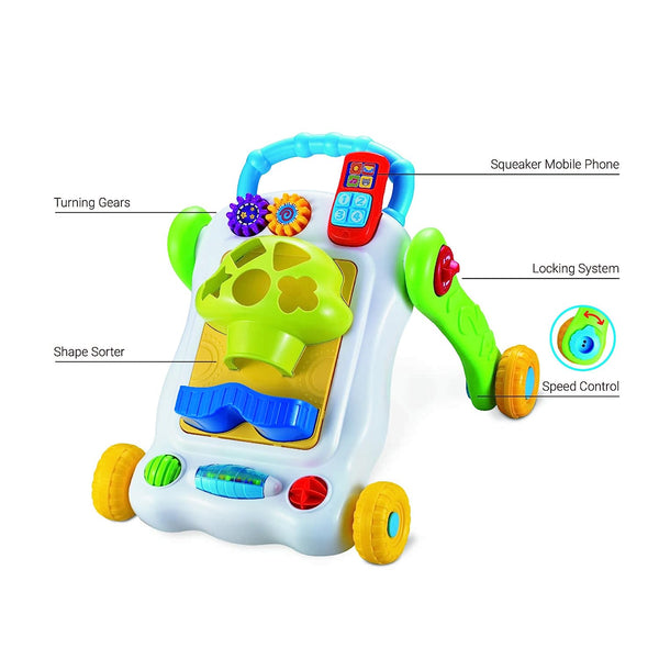 BAYBEE 2 in 1 Sit-to-Stand Learning Push and Pull Activity Walker for Baby, 1 Year