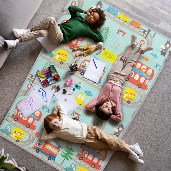 Travel Wonderer Theme Baby Double Sided Play Mat Foldable Crawling Mat Size W-180cm X H-120 cm - Assorted Themes