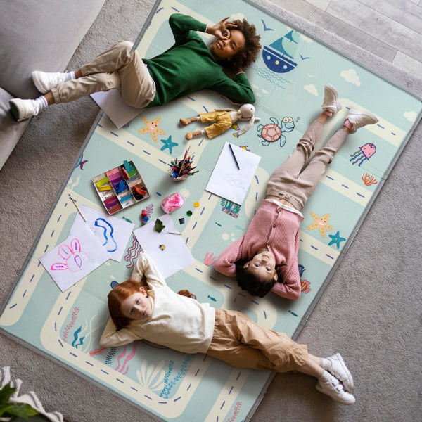 Assorted Themes Baby Double Sided Play Mat Foldable Crawling Mat Size W-180cm X H-120 cm