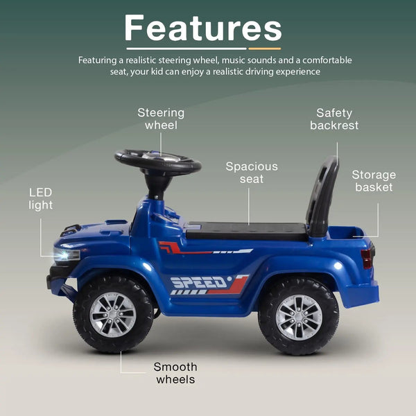 Baybee Speedy Baby Ride on Car for Kids, Push Ride on Toy With Led Light