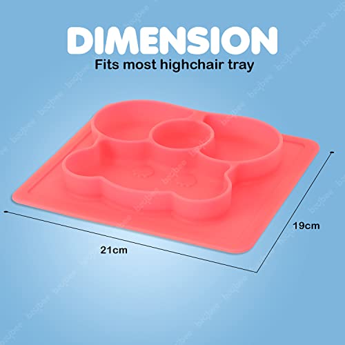 Baybee Square Shape Divided Silicone Plates for Baby with Spoon