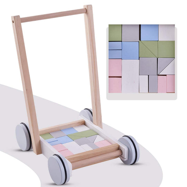 Baybee 2 in 1 Wooden Baby Learning Toy Cart for Kids, Wooden Cart Cum Walker for Kids