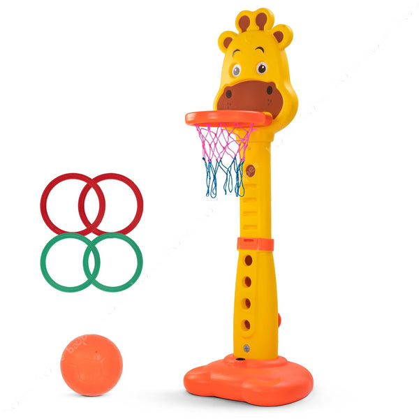 Baybee 4 in 1 Basketball for Kids with 6 Height Adjustable Stand, Basketball Hoop & Ring