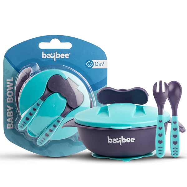 Baybee Baby Feeding Bowl with Lid, Suction Cup, Spoon & Fork Set for Baby