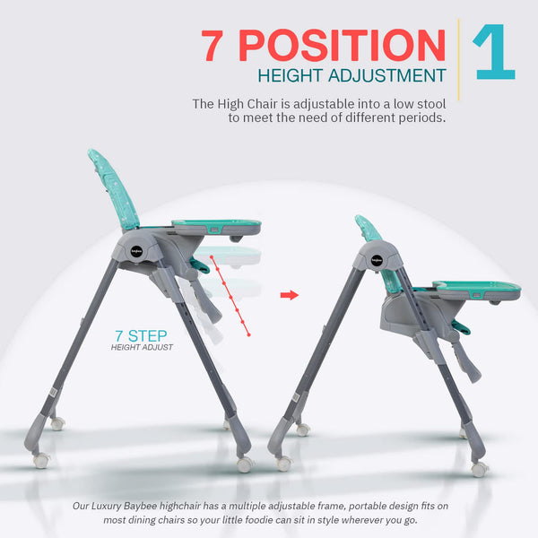 Baybee 2 in 1 Baby High Chair for Kids Feeding with 7 Height Adjustable