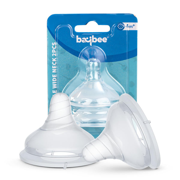 Baybee Wide Neck Baby Bottle Silicone Nipple Natural Flow Rate Feeding Teat (Medium)