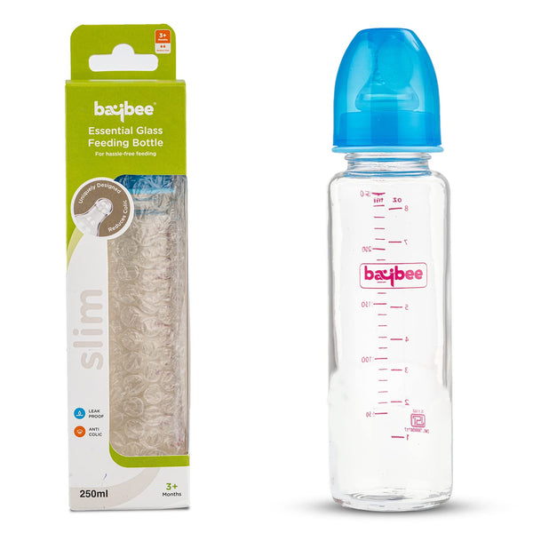 Baybee Slim Essential Glass Baby Feeding Bottle 250ml
