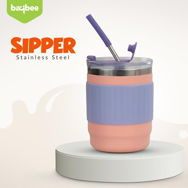 Baybee Baby BPA-Free Silicone Sipper Dual Cup Drinking Training Anti Spill Sippy Cup (400ml)