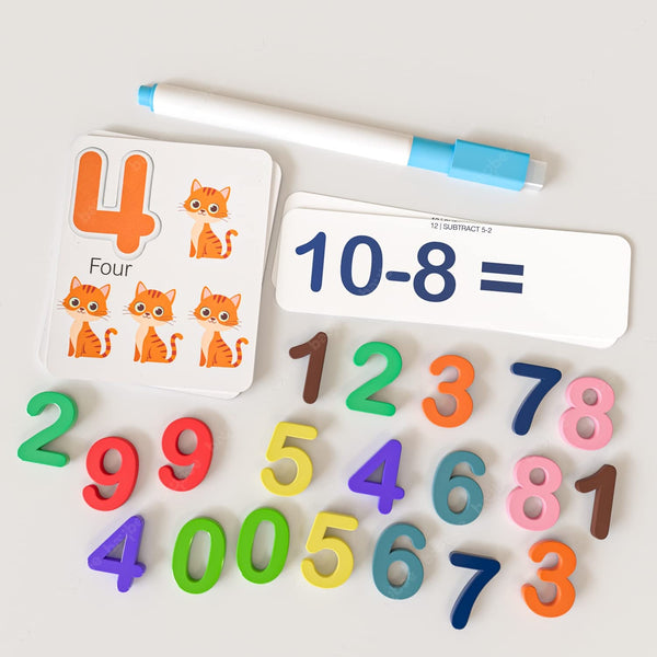 Baybee Wooden Learning Toys, Counting Sticks and Math Toys, Wipe and Clean Cards