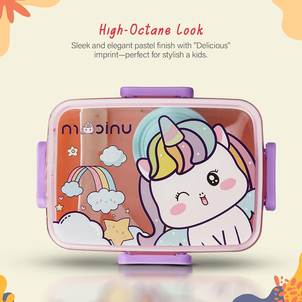 Baybee Astrobit Kids Lunch Box With Spoon 2 Compartments & Sauce Container (600ml)