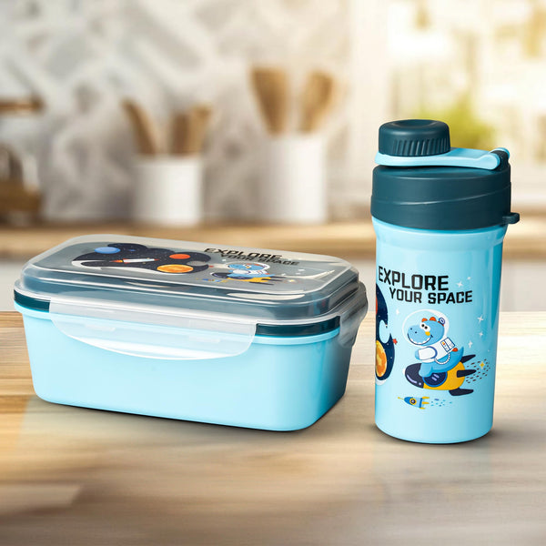 Baybee TiffinTote Lunch Box for School Kids with Spoon & Fork (1050ml LB with 500ml WB)