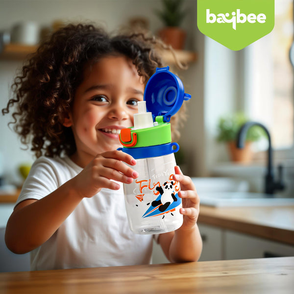 Baybee Bamboo Sipper Water Bottle with Straw for Kids Leak Proof (550ml)
