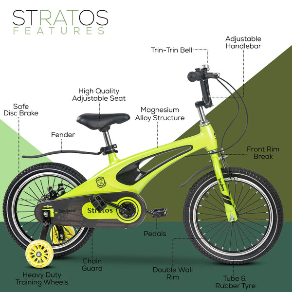 BAYBEE Stratos 16 Inch Kids Magnesium Alloy Cycle Bicycle with Training Wheels
