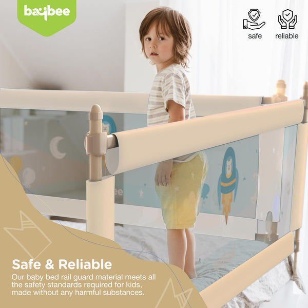 Baybee Bed Rail Guard Portable Safety Adjustable Height Barrier for Baby - 180 x 63 cm