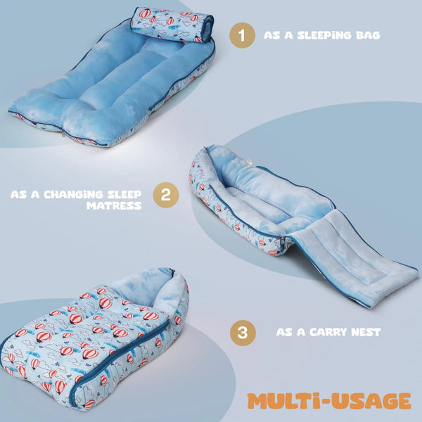 Baybee 3 in 1 Velvet Cotton Baby Bed Carry Bed