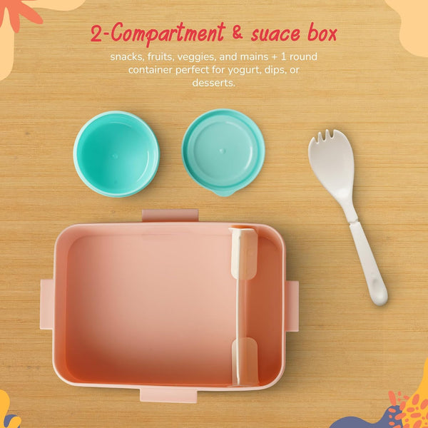 Baybee Astrobit Kids Lunch Box With Spoon 2 Compartments & Sauce Container (600ml)