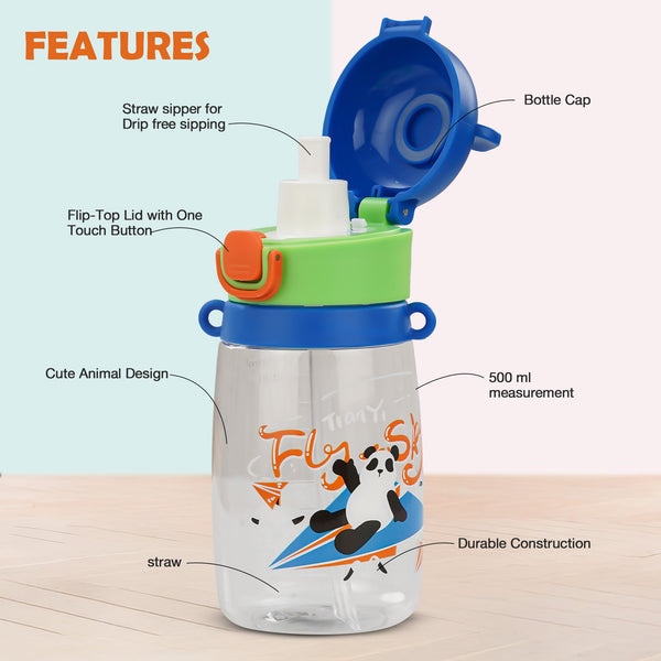 Baybee Bamboo Sipper Water Bottle with Straw for Kids Leak Proof (550ml)