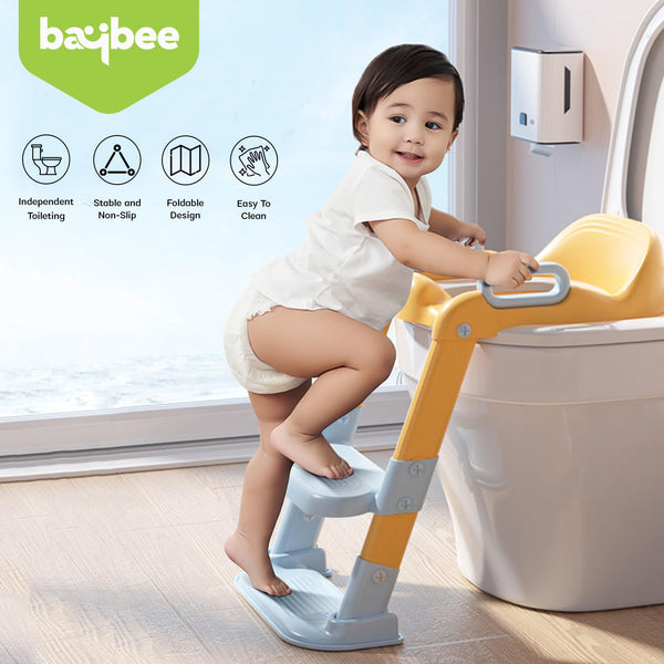 Baybee Wally Western Toilet Potty Seat for Kids, Baby Potty Training Seat Chair with Ladder, Adjustable Step Height, Cushion Seat