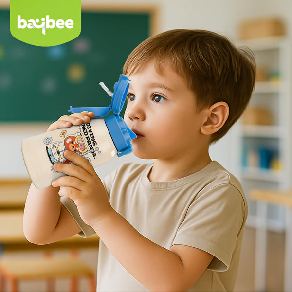 Baybee 2 in 1 PandaPlunge Baby Sipper Bottle with Straw for Kids Sipper Water Bottle (550ml)