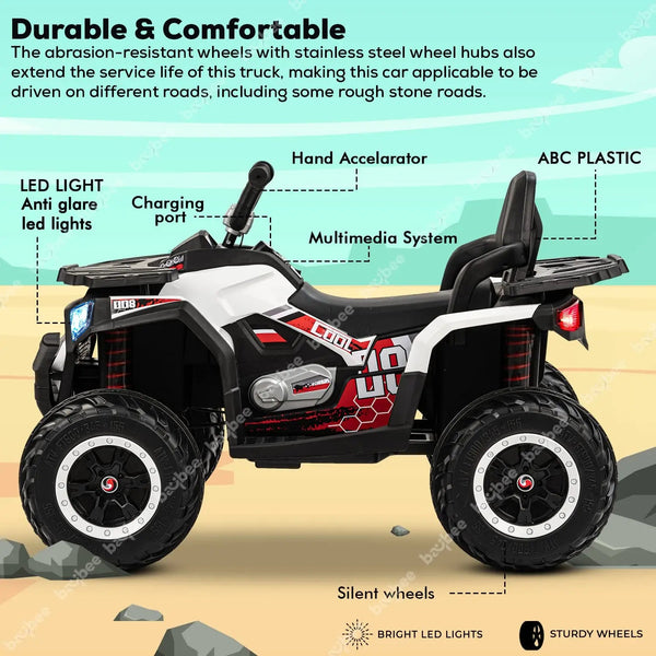 Baybee Adventura ATV Rechargeable Battery-Operated Ride on Bike for Kids Bike with Light, USB, Music.
