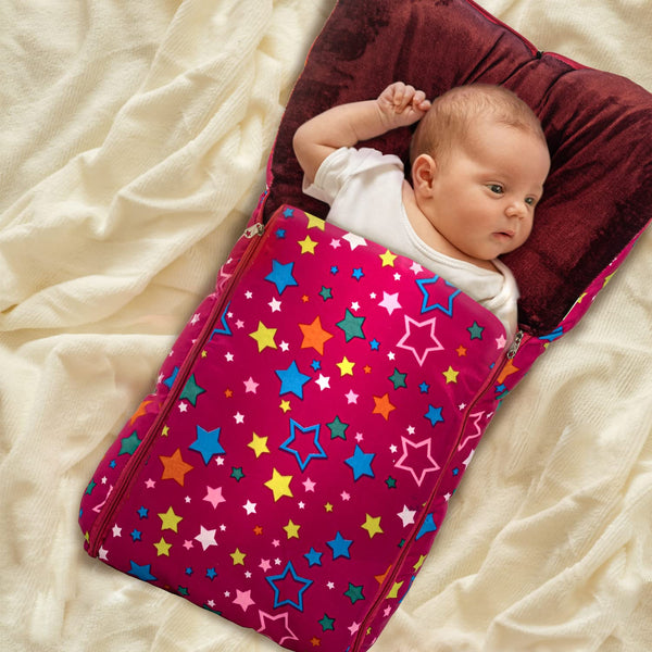 Baybee 3 in 1 Velvet Cotton Baby Bed Cum Carry Bed, Printed Baby Sleeping Bag-Baby Bed