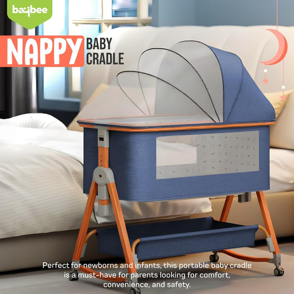 Baybee 3 in 1 Baby Bedside Crib Cradle with 6 Height Adjustments