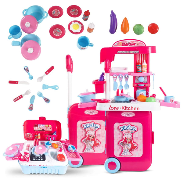Baybee 3 in 1 Kitchen Set for Kids, Portable Pretend Play Little Chef Set Toys