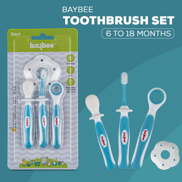 Baybee Soft Silicone Manual Toothbrush Set for Infants Anti-Chock Shield Tongue Cleaner