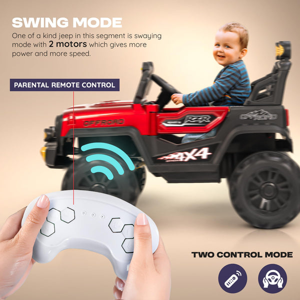 Baybee Xtreme 4x4 Battery Operated Jeep for Kids (Painted)