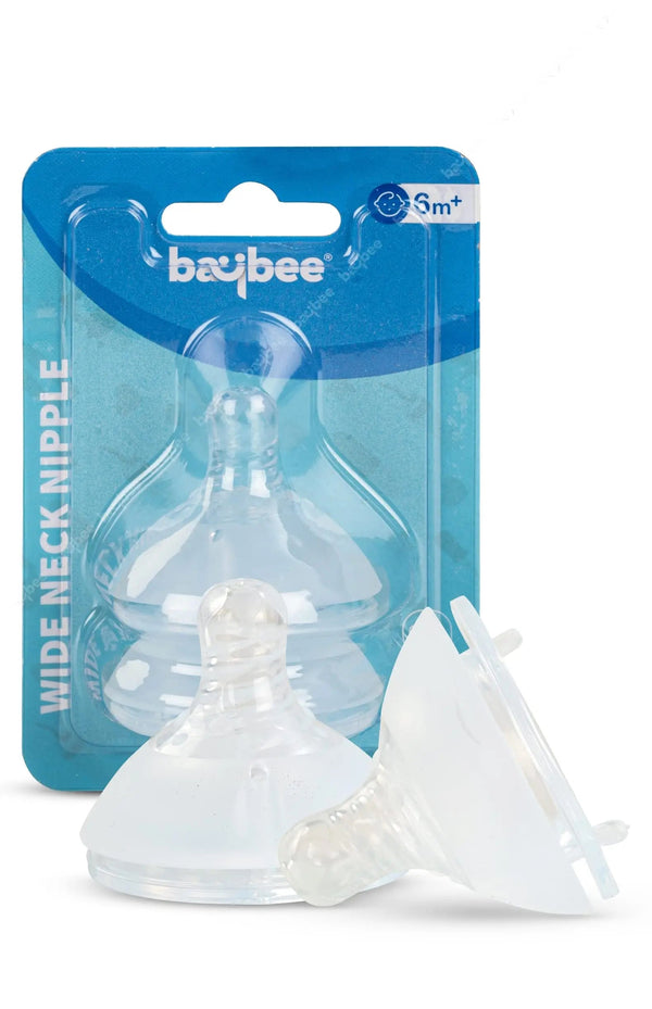 Baybee Wide Neck Baby Bottle Silicone Nipple Natural Flow Rate Feeding Teat