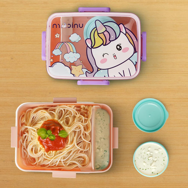 Baybee Astrobit Kids Lunch Box With Spoon 2 Compartments & Sauce Container (600ml)