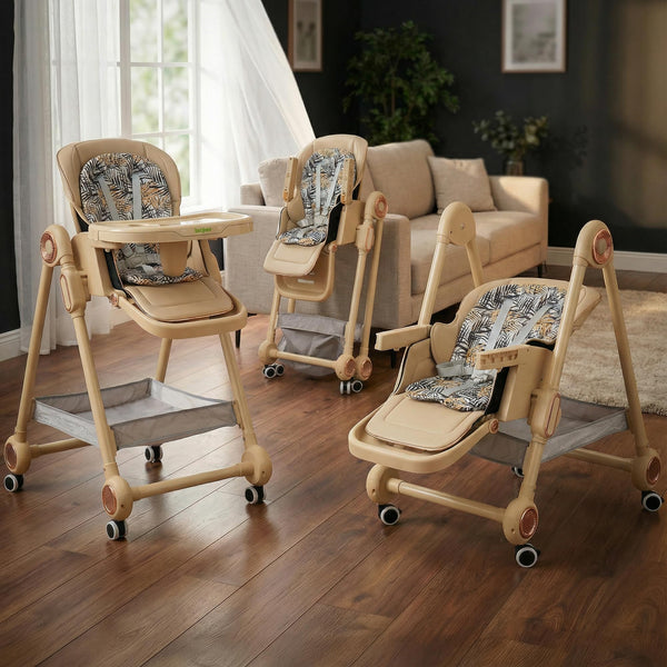 Baybee 3-in-1 Baby High Chair with Removable Double Food Tray, Reclining Seat