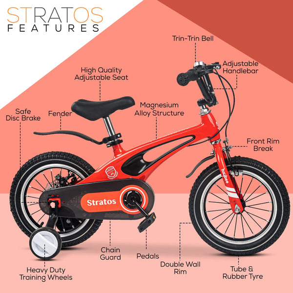 BAYBEE Stratos 14 Inch Kids Magnesium Alloy Cycle Bicycle with Training Wheels